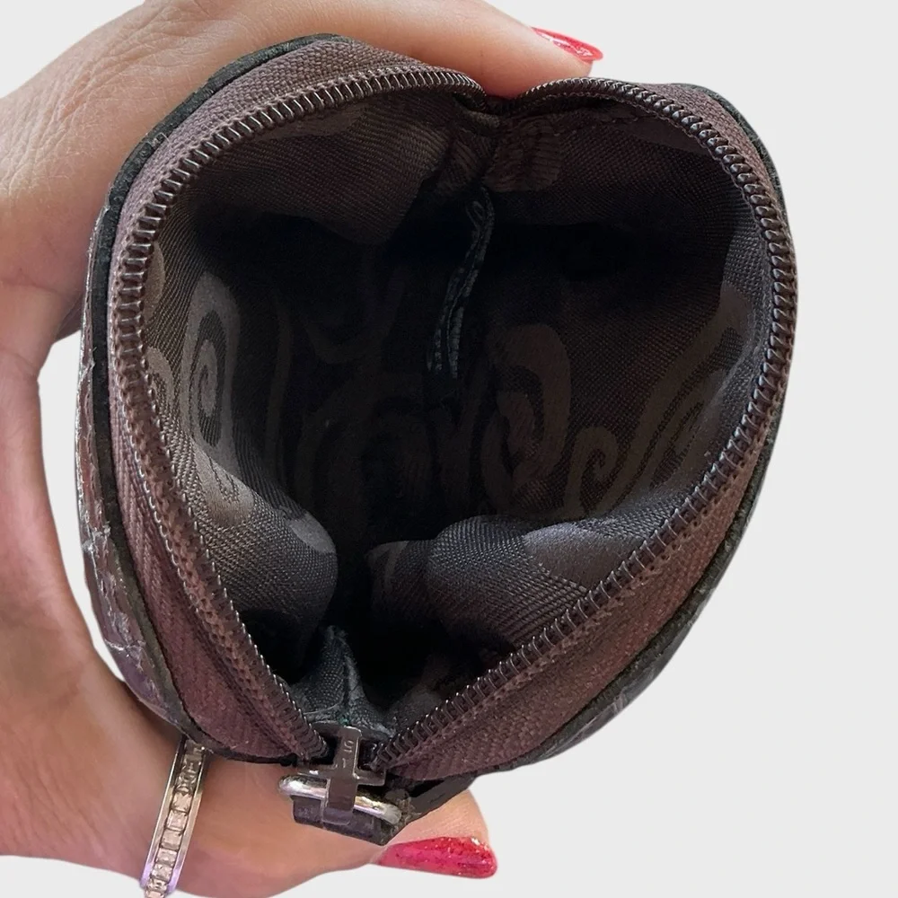 Brighton Chocolate Brown Patent Croc Embossed Coin Purse Wallet